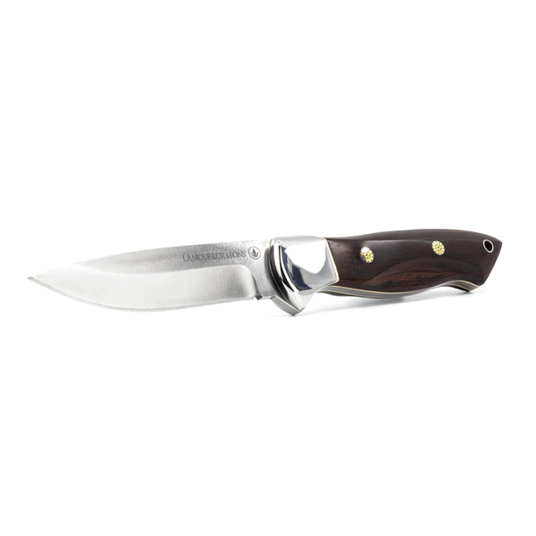 Couteau à Sculpter Sur Bois – Lame 1 1/2″ Pointe Clip – Manche Cocobolo Et Bois Noir Africain