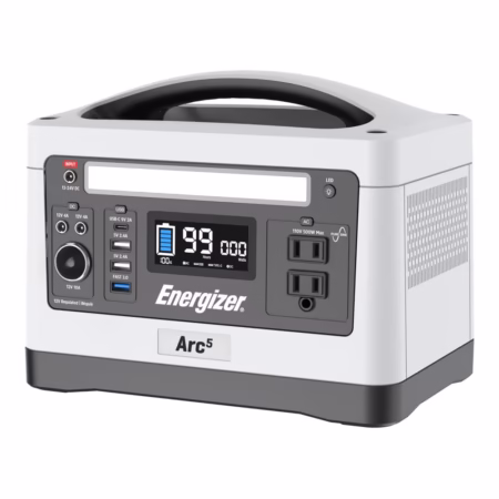 Station d’alimentation portable Energizer ARC5 540Wh en lithium-ion avec ports USB, AC et DC, compacte et idéale pour le camping, la chasse et les pannes de courant.